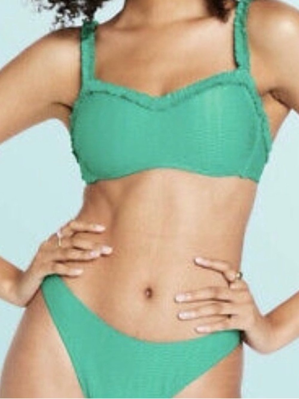 Stoney Clover Lane for target Green Textured Bikini Set small bottom d/dd top